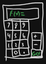 A very crude drawing of a calculator